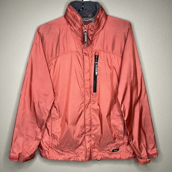 REI Kid's Pink Full Zip Long Sleeve Windbreaker W/Stowaway Hood Jacket XL - Picture 11 of 11